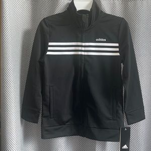 Adidas Kids Track Jacket Size 7 NWT | Black Zip-Up Sport Layer Athleisure